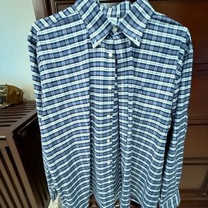 Brooks Brothers Navy and White Plaid Men's Shirt